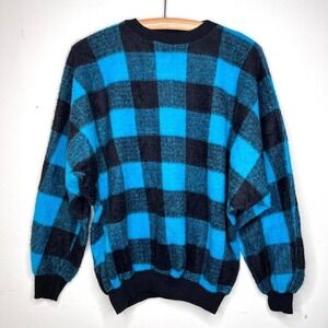 Vintage Buffalo Plaid Checkerboard Sweater Grandpacore Sweatshirt Retro Gorpcore